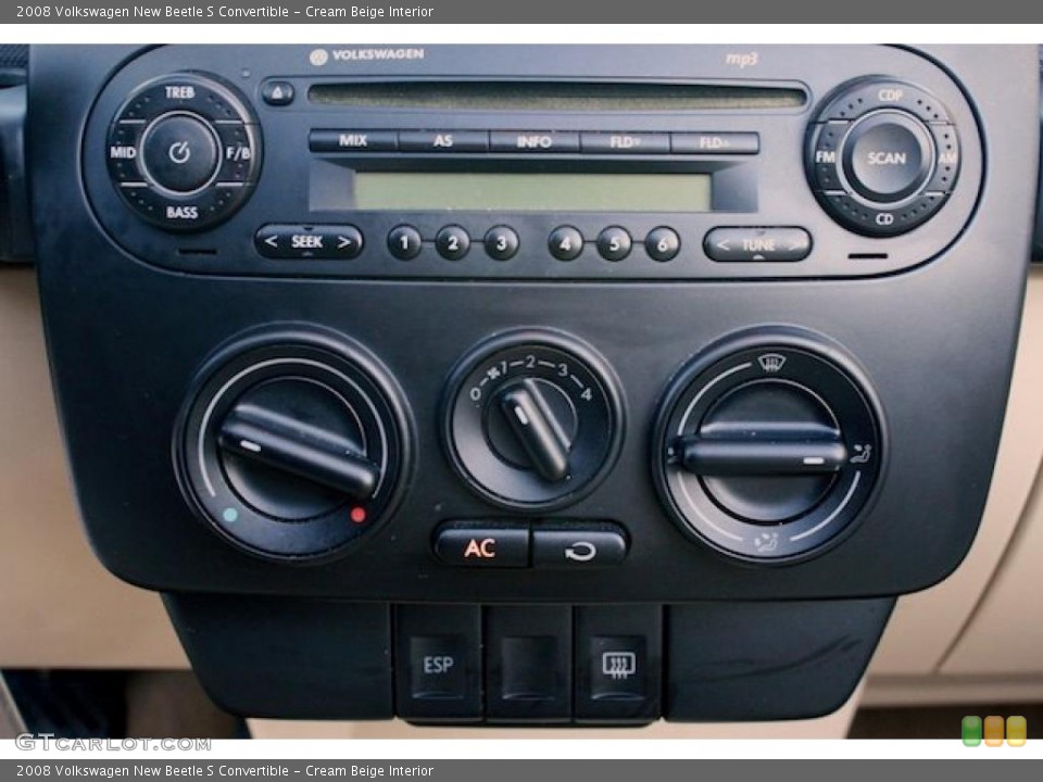 Cream Beige Interior Controls for the 2008 Volkswagen New Beetle S Convertible #40664923