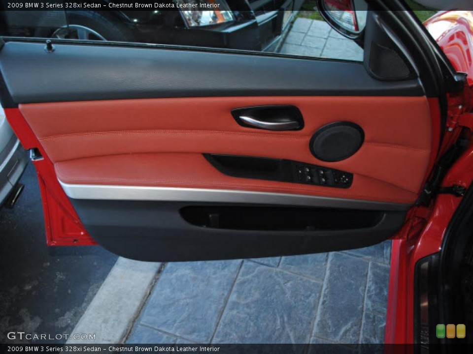 Chestnut Brown Dakota Leather Interior Door Panel for the 2009 BMW 3 Series 328xi Sedan #40677614