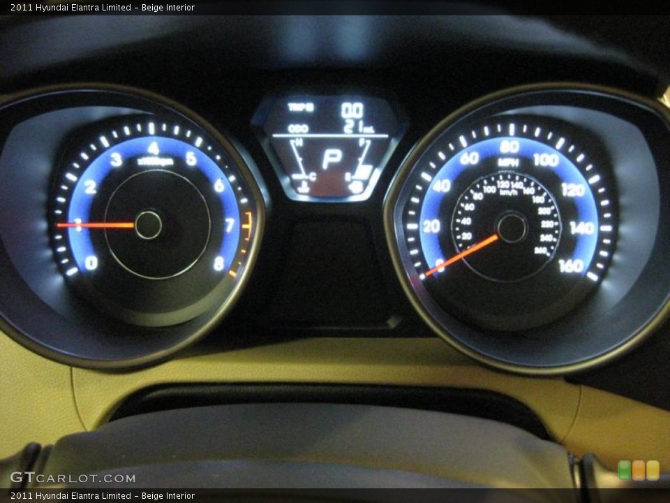 Beige Interior Gauges for the 2011 Hyundai Elantra Limited #40707657