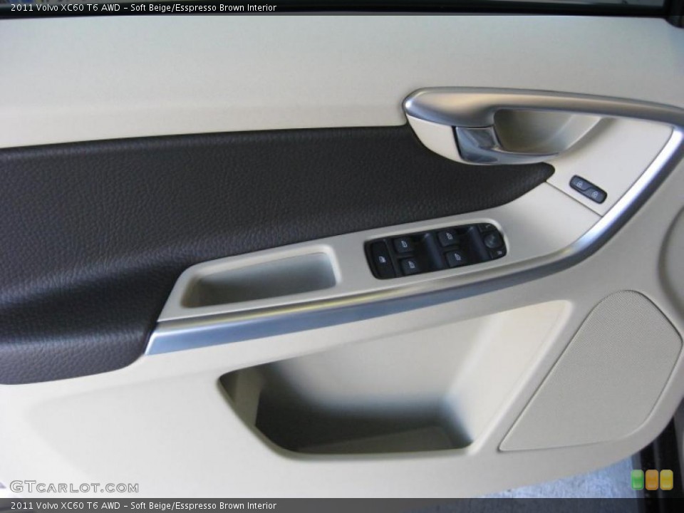 Soft Beige/Esspresso Brown Interior Door Panel for the 2011 Volvo XC60 T6 AWD #40708301