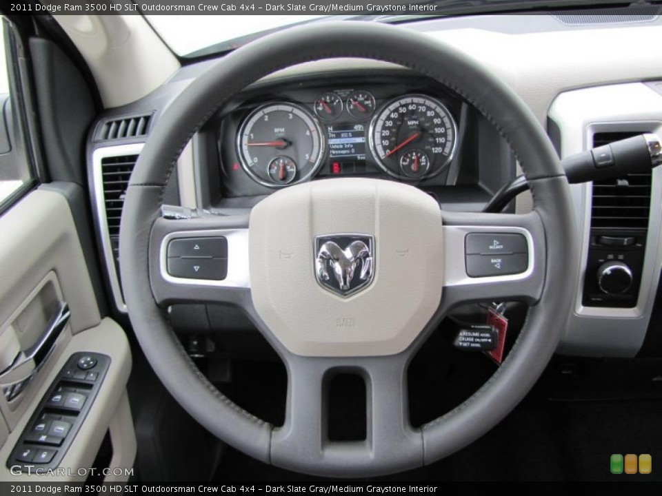 Dark Slate Gray/Medium Graystone Interior Steering Wheel for the 2011 Dodge Ram 3500 HD SLT Outdoorsman Crew Cab 4x4 #40743448