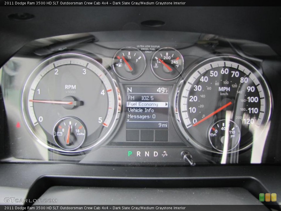 Dark Slate Gray/Medium Graystone Interior Gauges for the 2011 Dodge Ram 3500 HD SLT Outdoorsman Crew Cab 4x4 #40743460