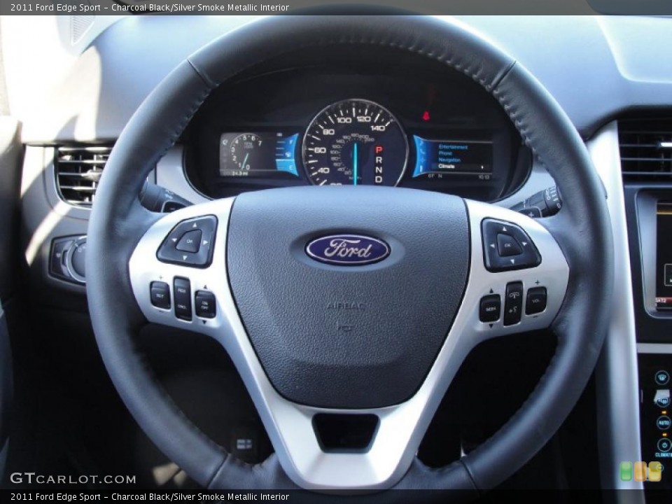 Charcoal Black/Silver Smoke Metallic Interior Steering Wheel for the 2011 Ford Edge Sport #40790355