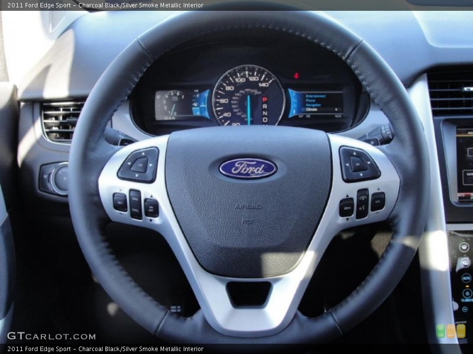 Charcoal Black/Silver Smoke Metallic Interior Steering Wheel for the 2011 Ford Edge Sport #40792991