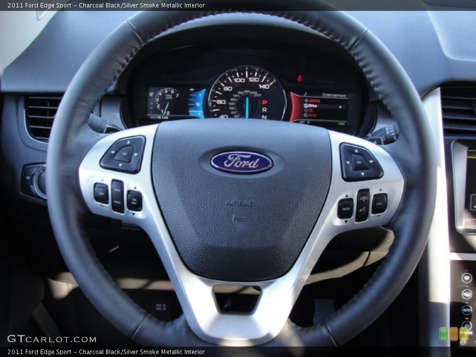 Charcoal Black/Silver Smoke Metallic Interior Steering Wheel for the 2011 Ford Edge Sport #40793667