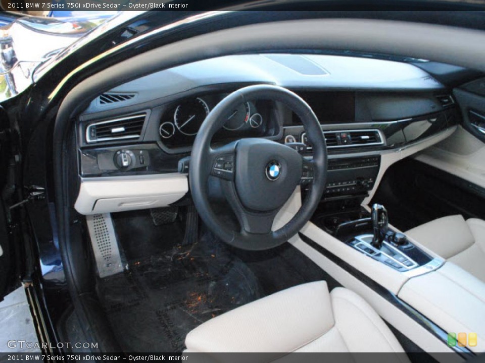 Oyster/Black Interior Prime Interior for the 2011 BMW 7 Series 750i xDrive Sedan #40805411