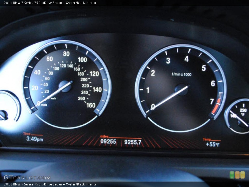 Oyster/Black Interior Gauges for the 2011 BMW 7 Series 750i xDrive Sedan #40805483