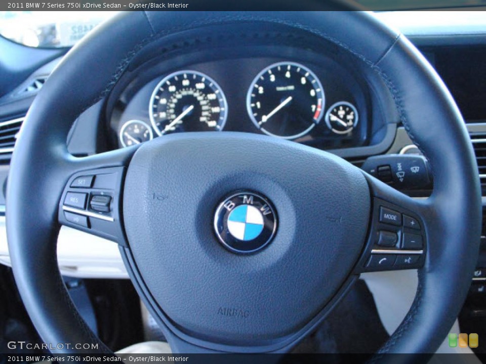 Oyster/Black Interior Steering Wheel for the 2011 BMW 7 Series 750i xDrive Sedan #40805495