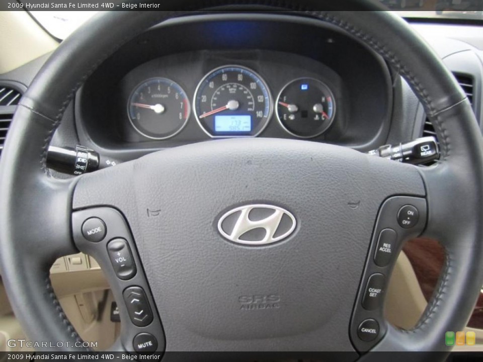 Beige Interior Steering Wheel for the 2009 Hyundai Santa Fe Limited 4WD #40841649