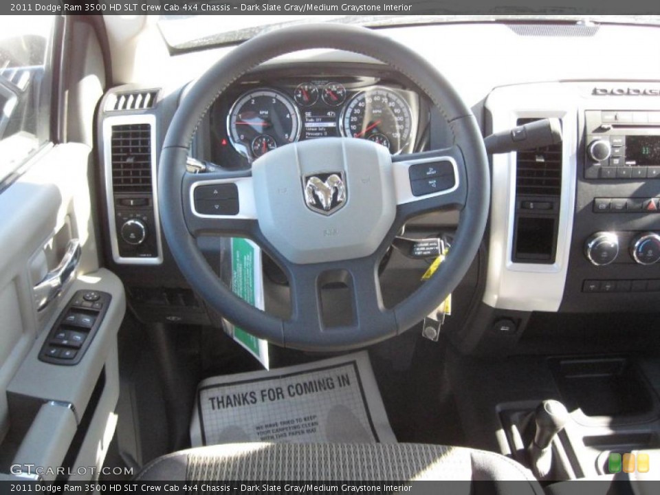 Dark Slate Gray/Medium Graystone Interior Steering Wheel for the 2011 Dodge Ram 3500 HD SLT Crew Cab 4x4 Chassis #40843433