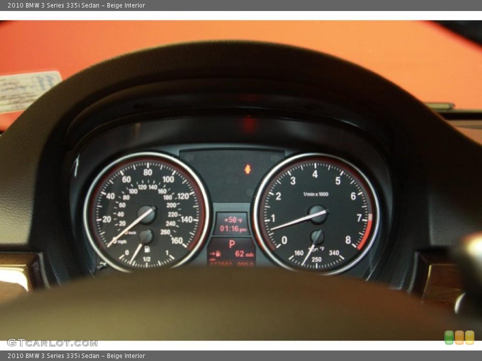 Beige Interior Gauges for the 2010 BMW 3 Series 335i Sedan #40911365