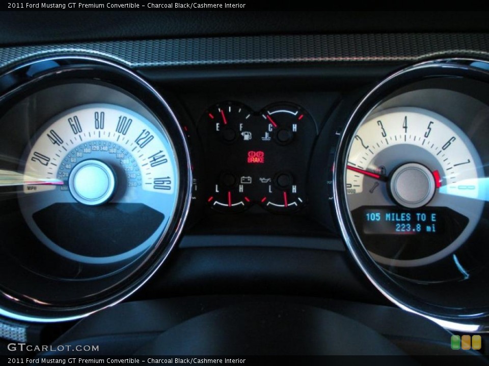 Charcoal Black/Cashmere Interior Gauges for the 2011 Ford Mustang GT Premium Convertible #40945394