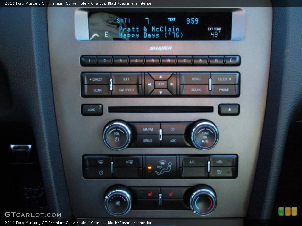 Charcoal Black/Cashmere Interior Controls for the 2011 Ford Mustang GT Premium Convertible #40945414