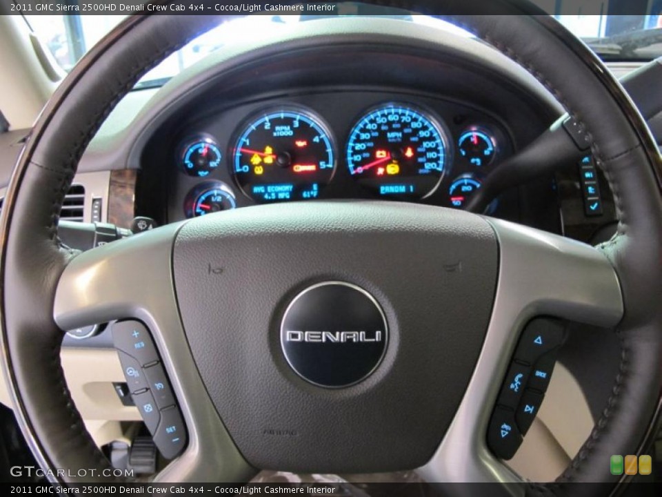 Cocoa/Light Cashmere Interior Steering Wheel for the 2011 GMC Sierra 2500HD Denali Crew Cab 4x4 #40971824