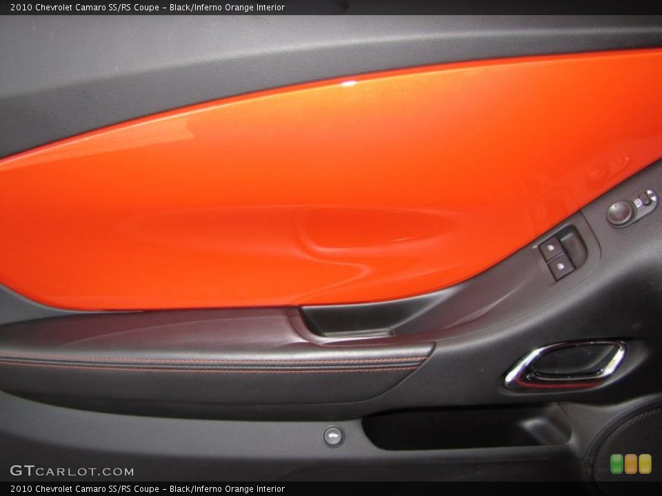 Black/Inferno Orange Interior Door Panel for the 2010 Chevrolet Camaro SS/RS Coupe #41028416