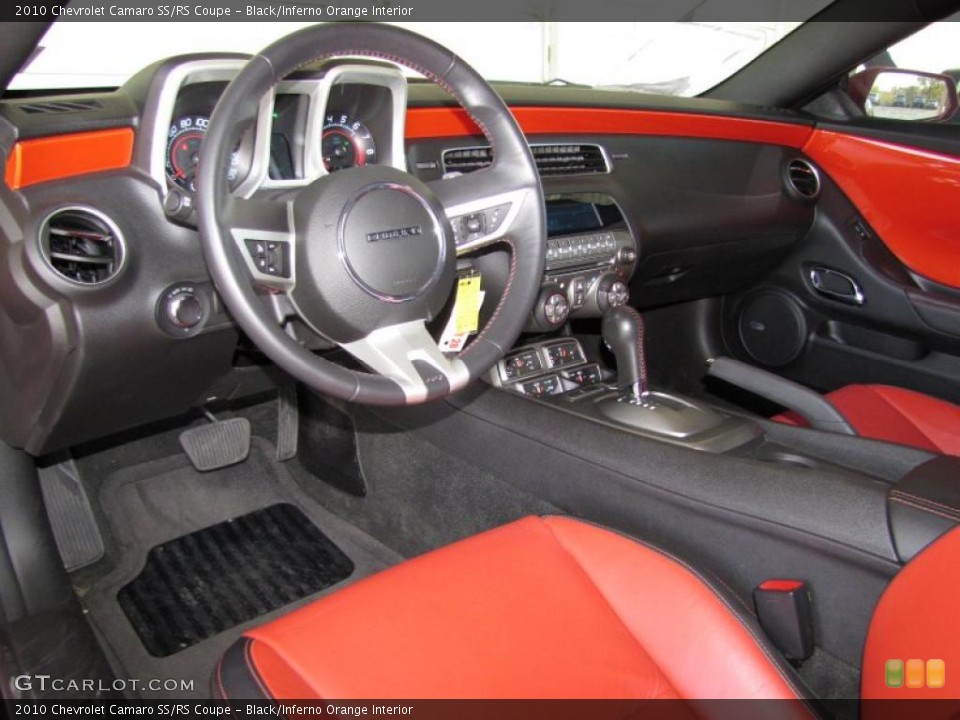 Black/Inferno Orange Interior Prime Interior for the 2010 Chevrolet Camaro SS/RS Coupe #41028440