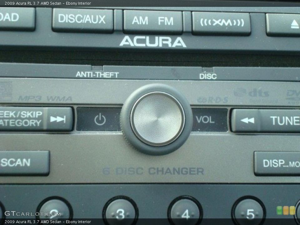 Ebony Interior Controls for the 2009 Acura RL 3.7 AWD Sedan #41032012