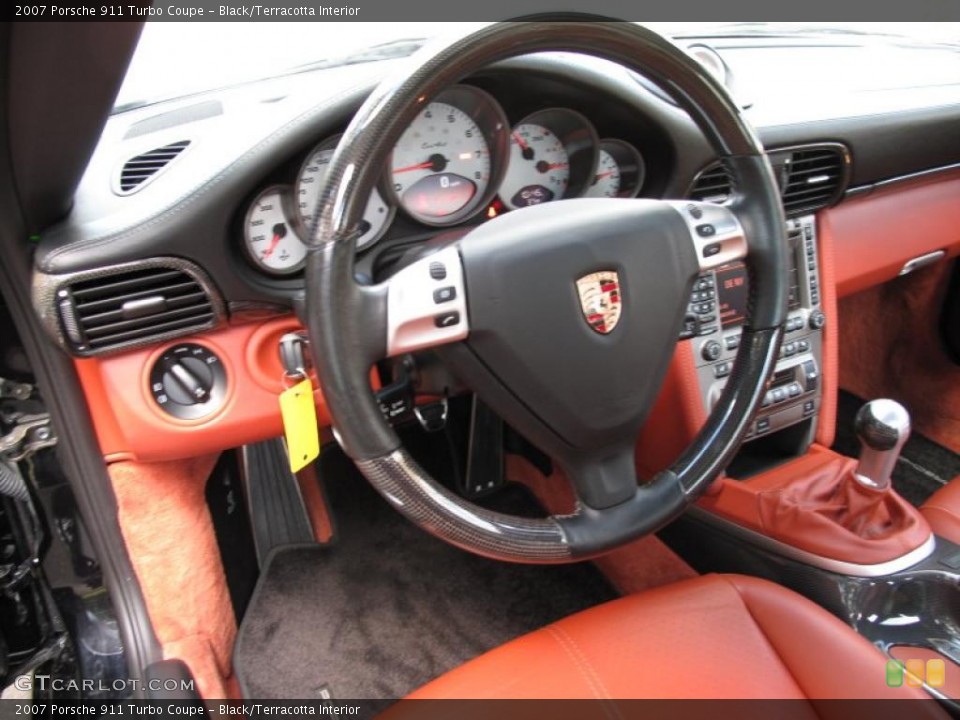 Black/Terracotta Interior Steering Wheel for the 2007 Porsche 911 Turbo Coupe #41044117