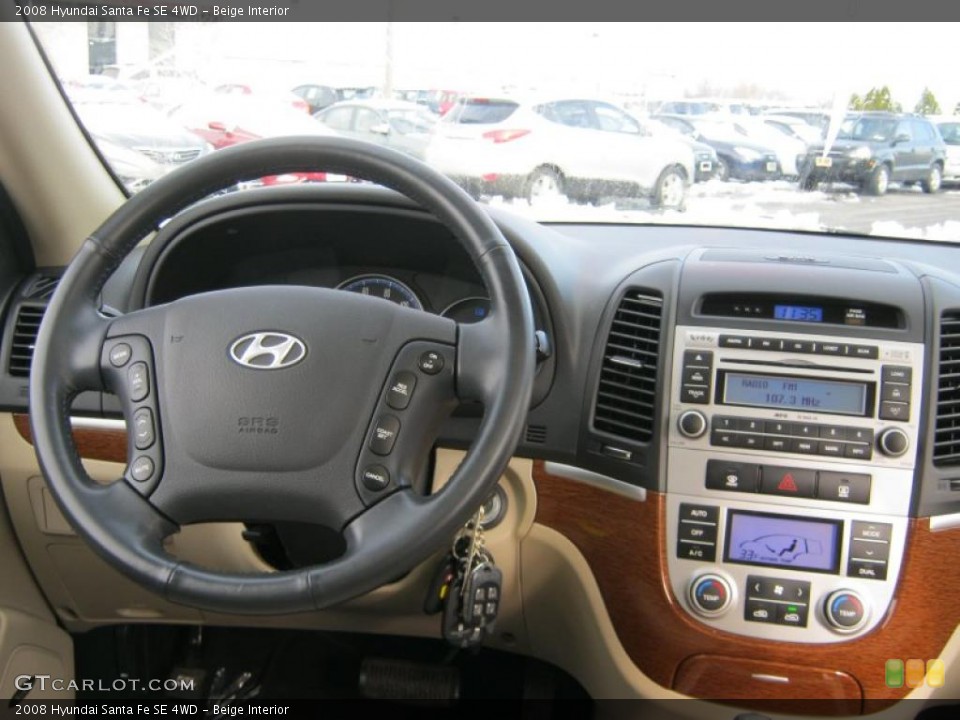 Beige Interior Dashboard for the 2008 Hyundai Santa Fe SE 4WD #41063875