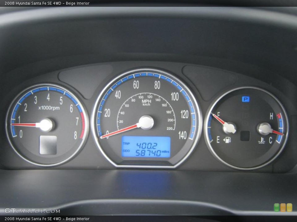 Beige Interior Gauges for the 2008 Hyundai Santa Fe SE 4WD #41064231