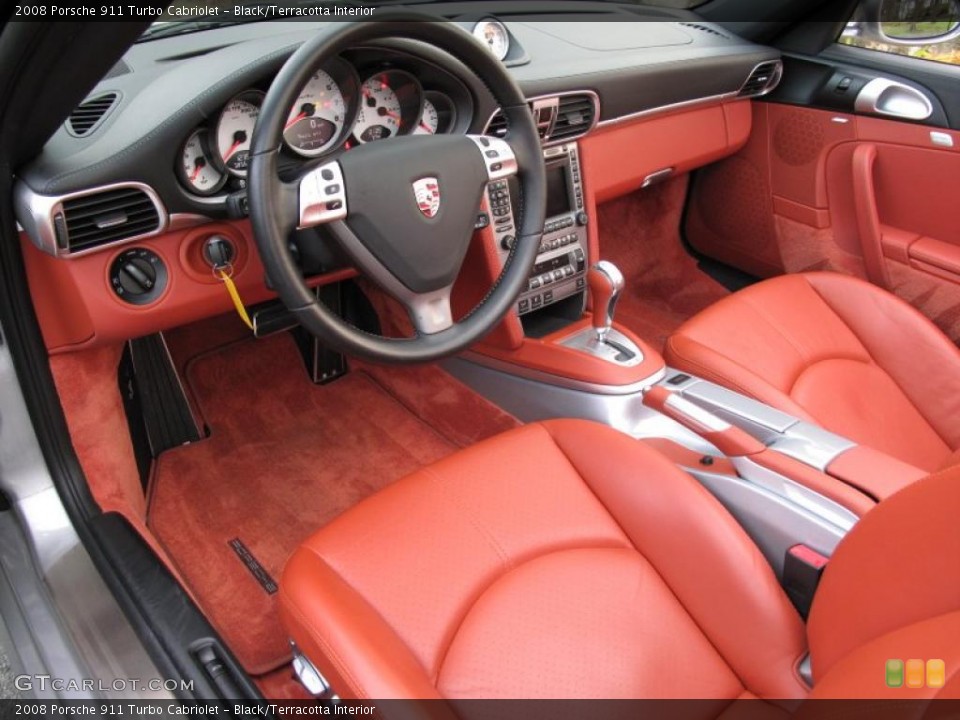 Black/Terracotta Interior Prime Interior for the 2008 Porsche 911 Turbo Cabriolet #41074627