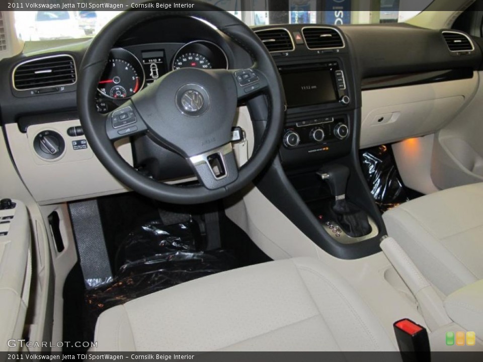 Cornsilk Beige Interior Dashboard for the 2011 Volkswagen Jetta TDI SportWagen #41077147