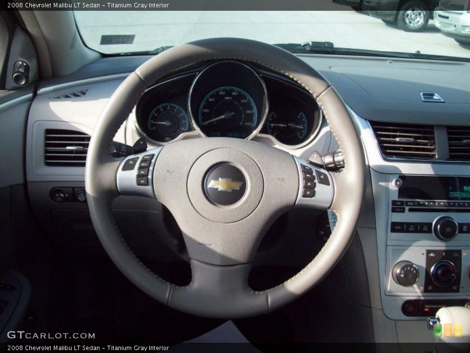 Titanium Gray Interior Steering Wheel for the 2008 Chevrolet Malibu LT Sedan #41185178
