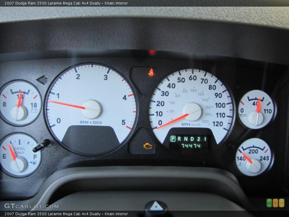 Khaki Interior Gauges for the 2007 Dodge Ram 3500 Laramie Mega Cab 4x4 Dually #41220323