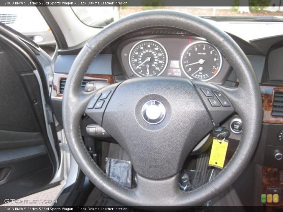 Black Dakota Leather Interior Steering Wheel for the 2008 BMW 5 Series 535xi Sports Wagon #41222095