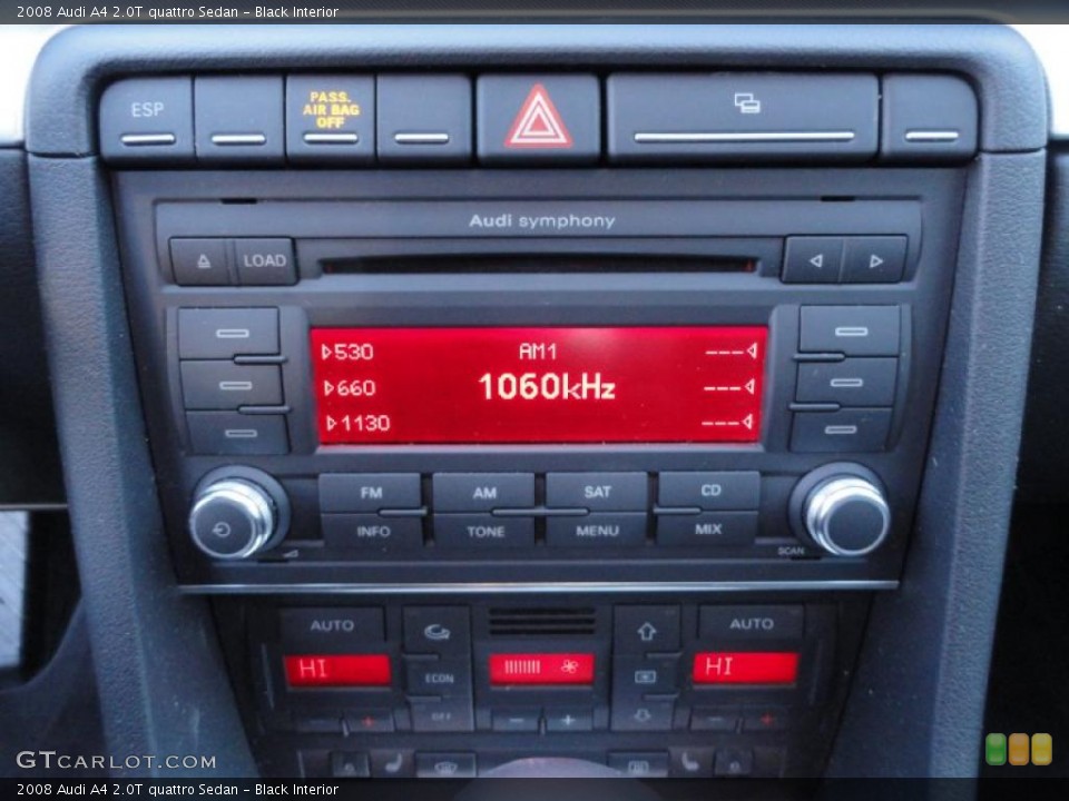 Black Interior Controls for the 2008 Audi A4 2.0T quattro Sedan #41258229
