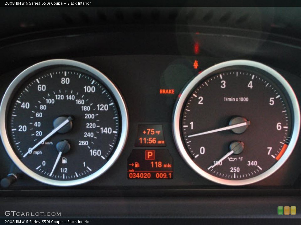 Black Interior Gauges for the 2008 BMW 6 Series 650i Coupe #41282965