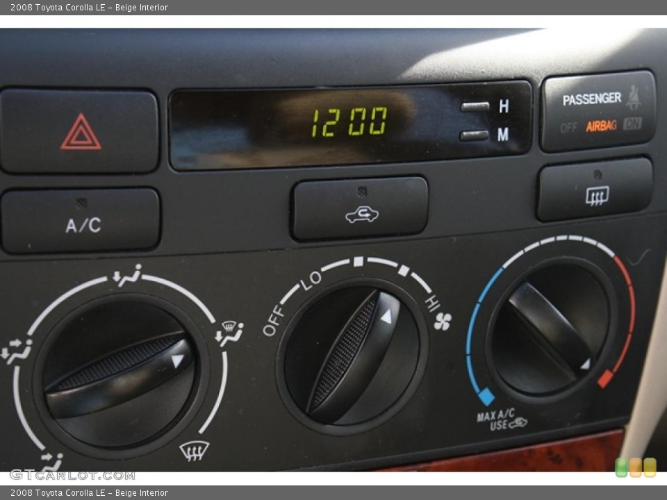 Beige Interior Controls for the 2008 Toyota Corolla LE #41310519