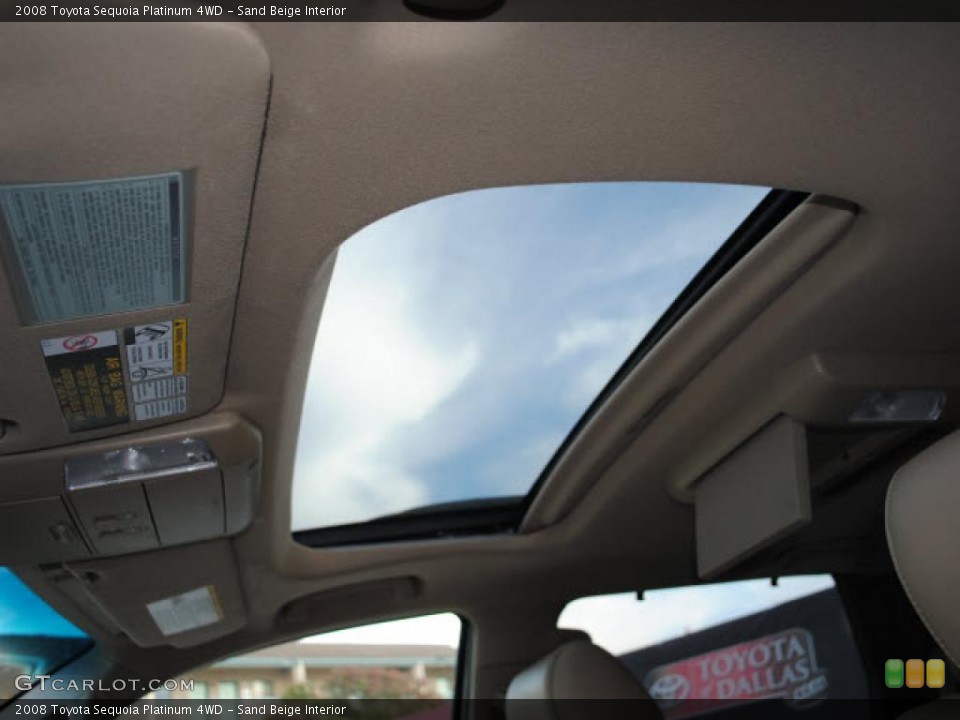 Sand Beige Interior Sunroof for the 2008 Toyota Sequoia Platinum 4WD #41397724