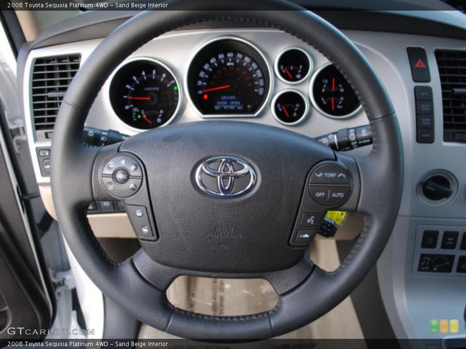 Sand Beige Interior Steering Wheel for the 2008 Toyota Sequoia Platinum 4WD #41397760