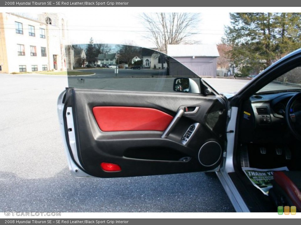 SE Red Leather/Black Sport Grip Interior Door Panel for the 2008 Hyundai Tiburon SE #41427947