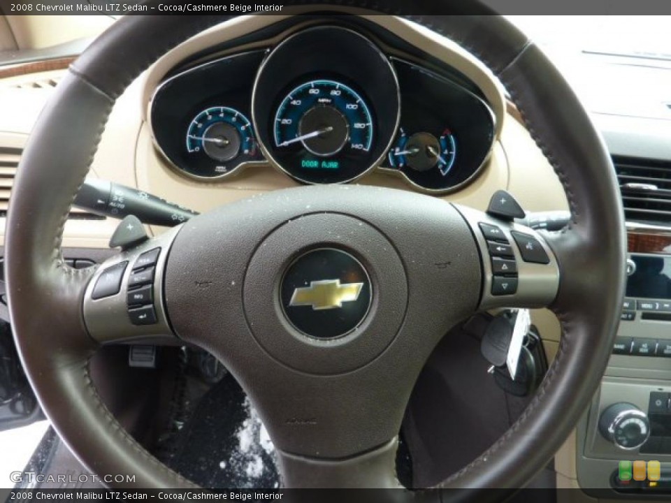 Cocoa/Cashmere Beige Interior Steering Wheel for the 2008 Chevrolet Malibu LTZ Sedan #41438979