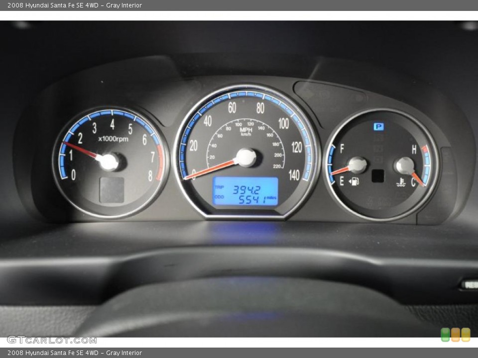 Gray Interior Gauges for the 2008 Hyundai Santa Fe SE 4WD #41447543