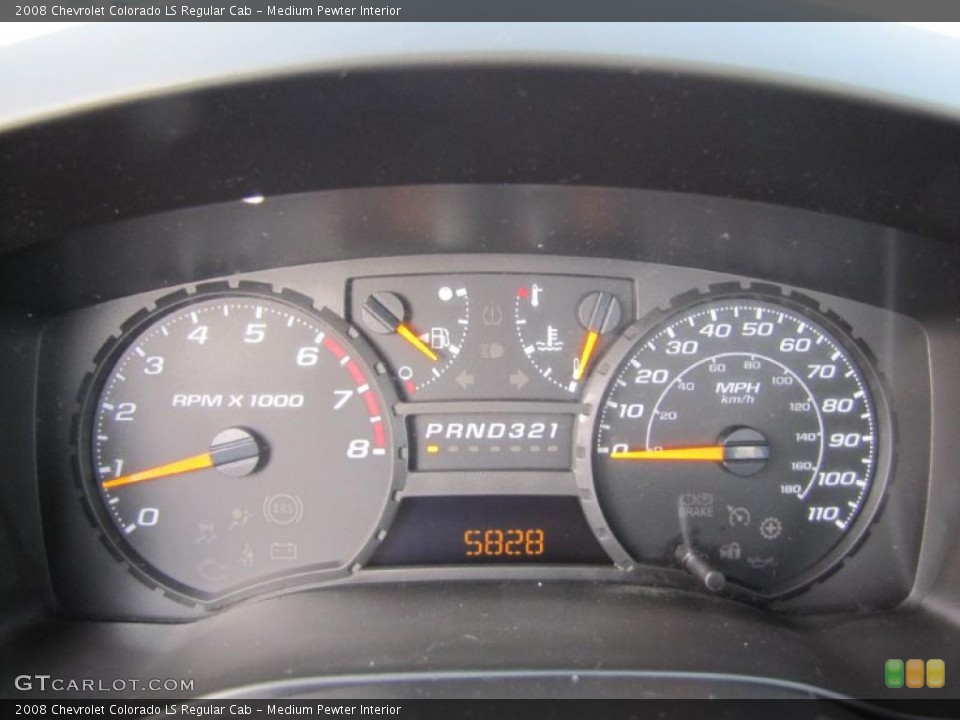 Medium Pewter Interior Gauges for the 2008 Chevrolet Colorado LS Regular Cab #41475515