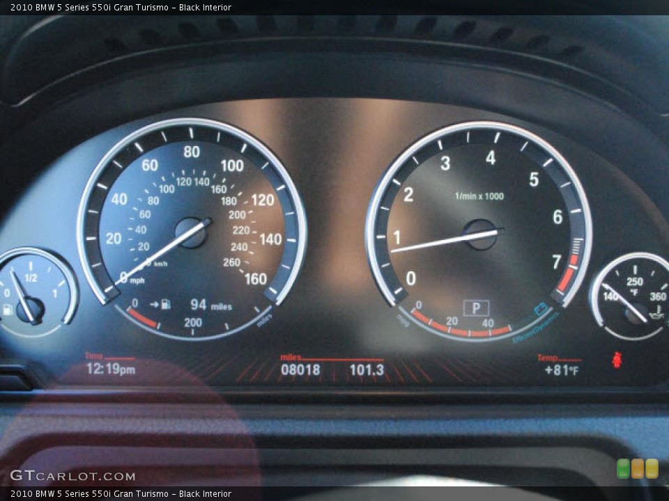 Black Interior Gauges for the 2010 BMW 5 Series 550i Gran Turismo #41495255