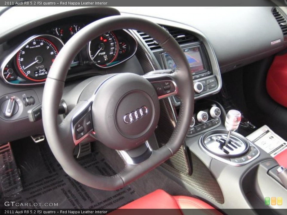 Red Nappa Leather Interior Steering Wheel for the 2011 Audi R8 5.2 FSI quattro #41500522