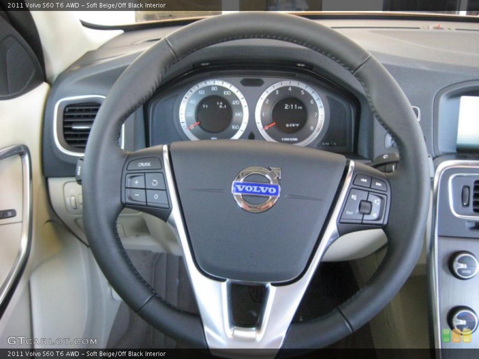 Soft Beige/Off Black Interior Steering Wheel for the 2011 Volvo S60 T6 AWD #41502166