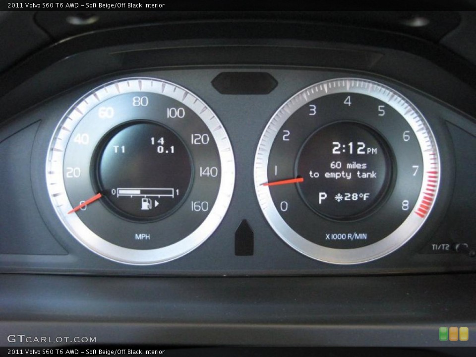 Soft Beige/Off Black Interior Gauges for the 2011 Volvo S60 T6 AWD #41502198