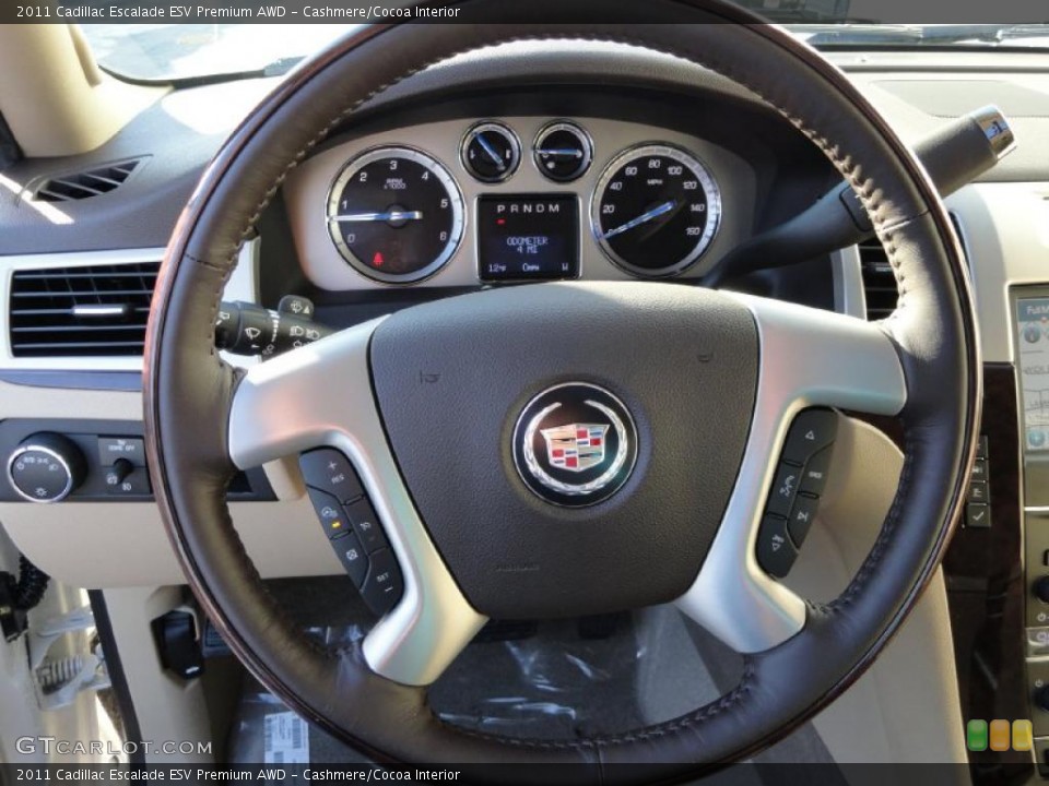 Cashmere/Cocoa Interior Steering Wheel for the 2011 Cadillac Escalade ESV Premium AWD #41536344
