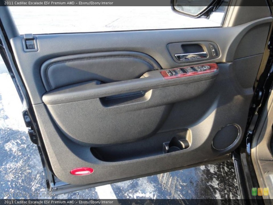 Ebony/Ebony Interior Door Panel for the 2011 Cadillac Escalade ESV Premium AWD #41536616
