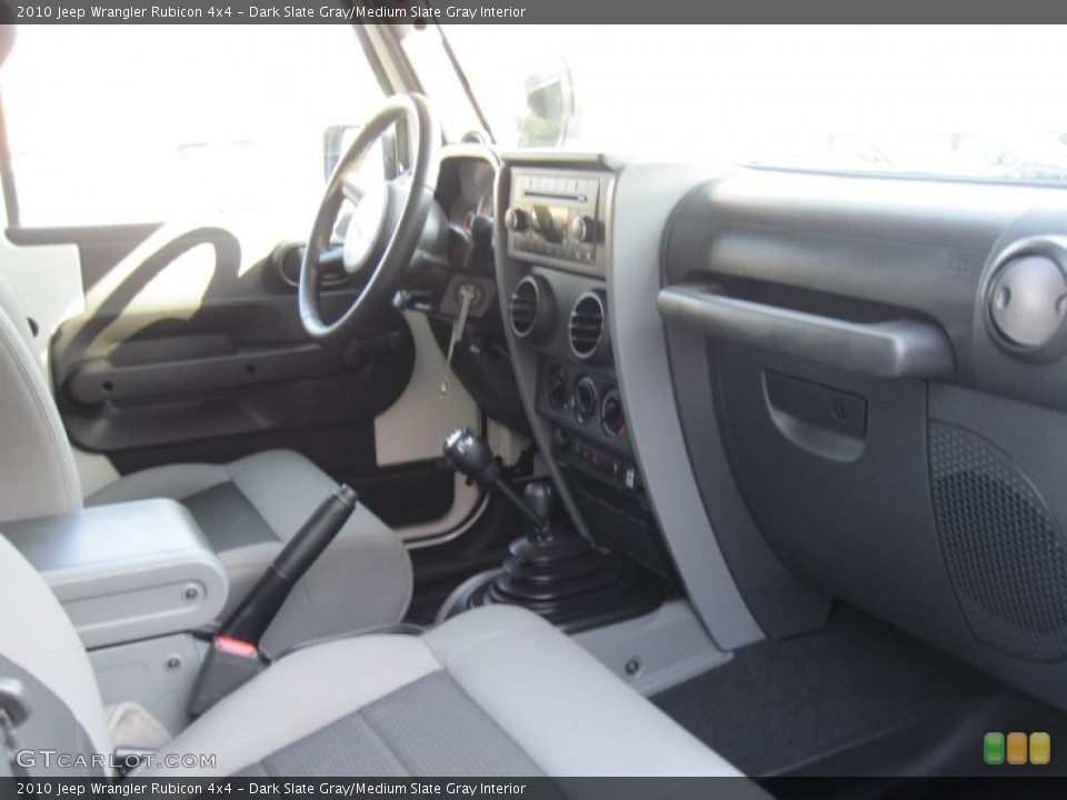 Dark Slate Gray/Medium Slate Gray Interior Dashboard for the 2010 Jeep Wrangler Rubicon 4x4 #41554542
