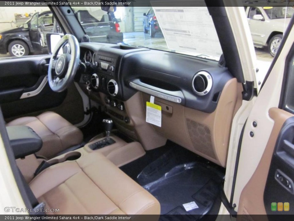 Black/Dark Saddle Interior Dashboard for the 2011 Jeep Wrangler Unlimited Sahara 4x4 #41575455