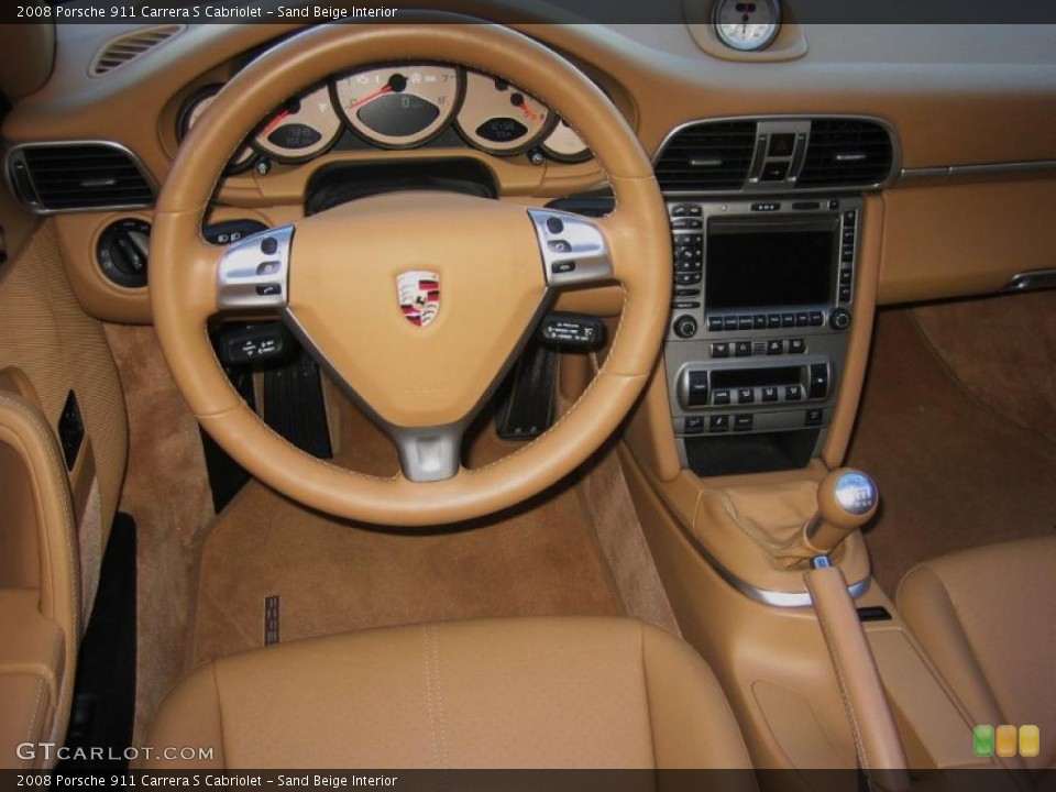 Sand Beige Interior Dashboard for the 2008 Porsche 911 Carrera S Cabriolet #41579547