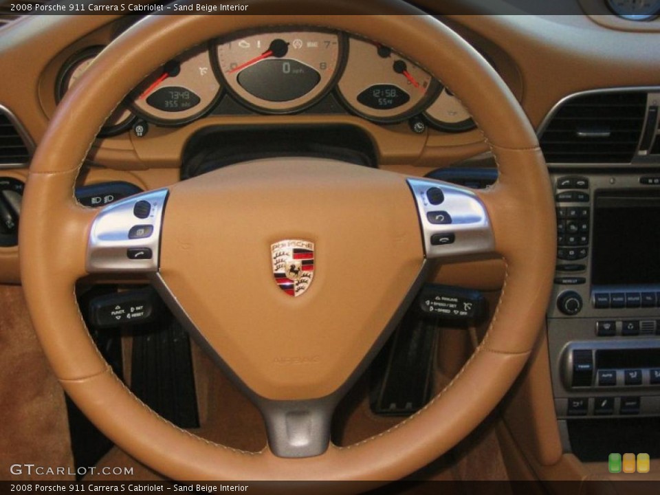 Sand Beige Interior Steering Wheel for the 2008 Porsche 911 Carrera S Cabriolet #41579575