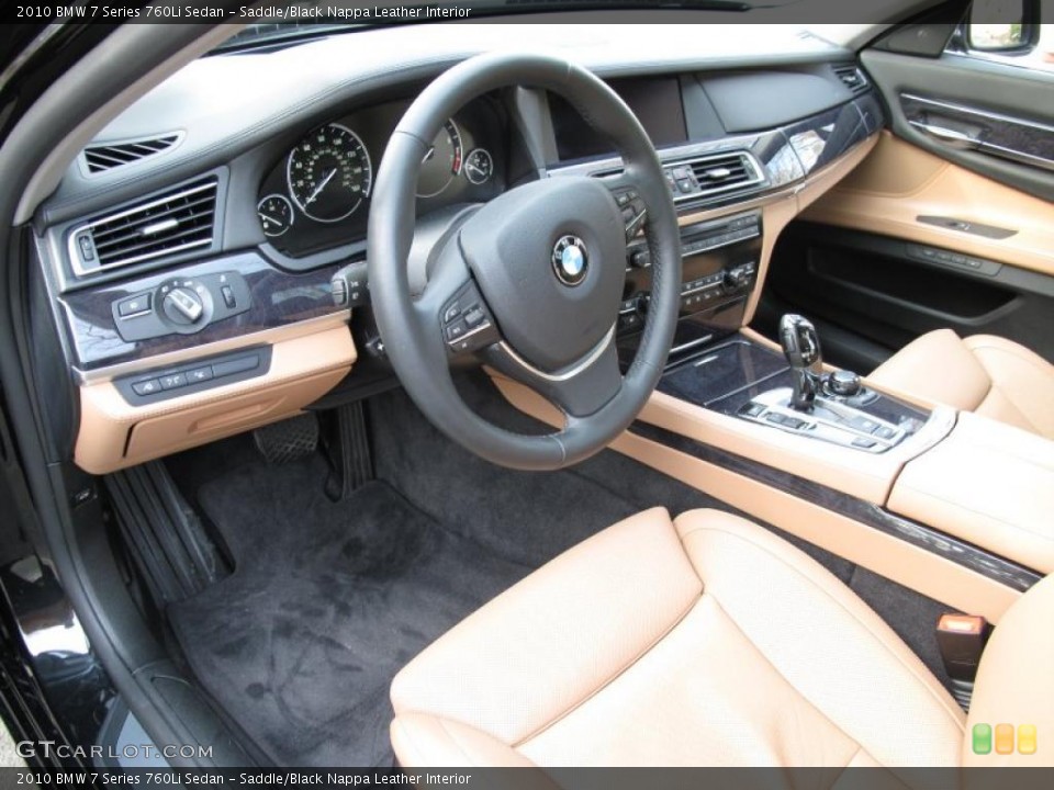 Saddle/Black Nappa Leather Interior Prime Interior for the 2010 BMW 7 Series 760Li Sedan #41598729