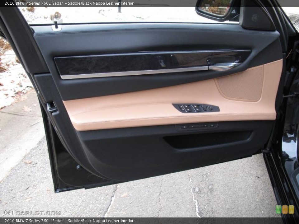 Saddle/Black Nappa Leather Interior Door Panel for the 2010 BMW 7 Series 760Li Sedan #41598749